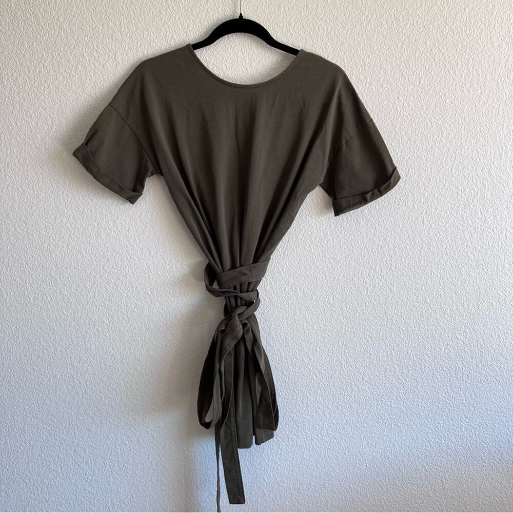 Zara Trafaluc Green‎ Tie Waist Mini Dress V Back